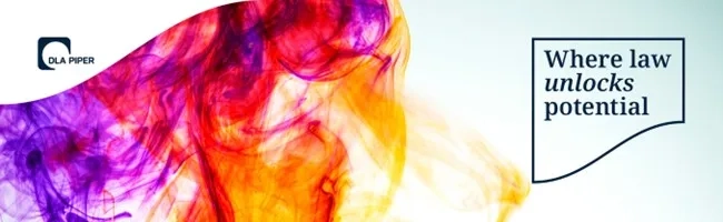 colorful swirl with dla logo